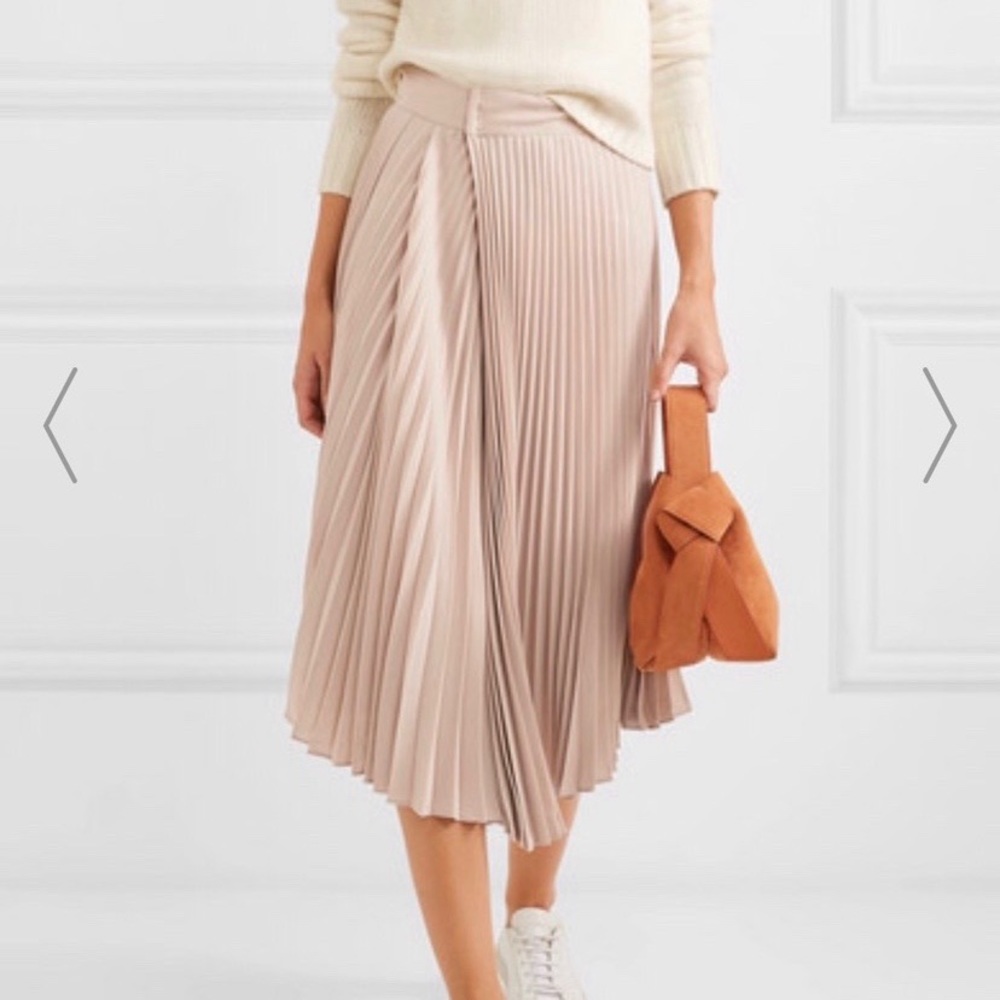 Vince Drape Pleated Skirt, Stone Color